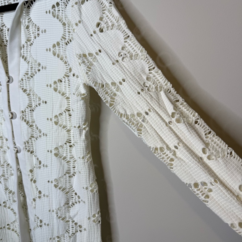 Joseph Ribkoff Ivory Lace Button-Up Top - Picture 4 of 5